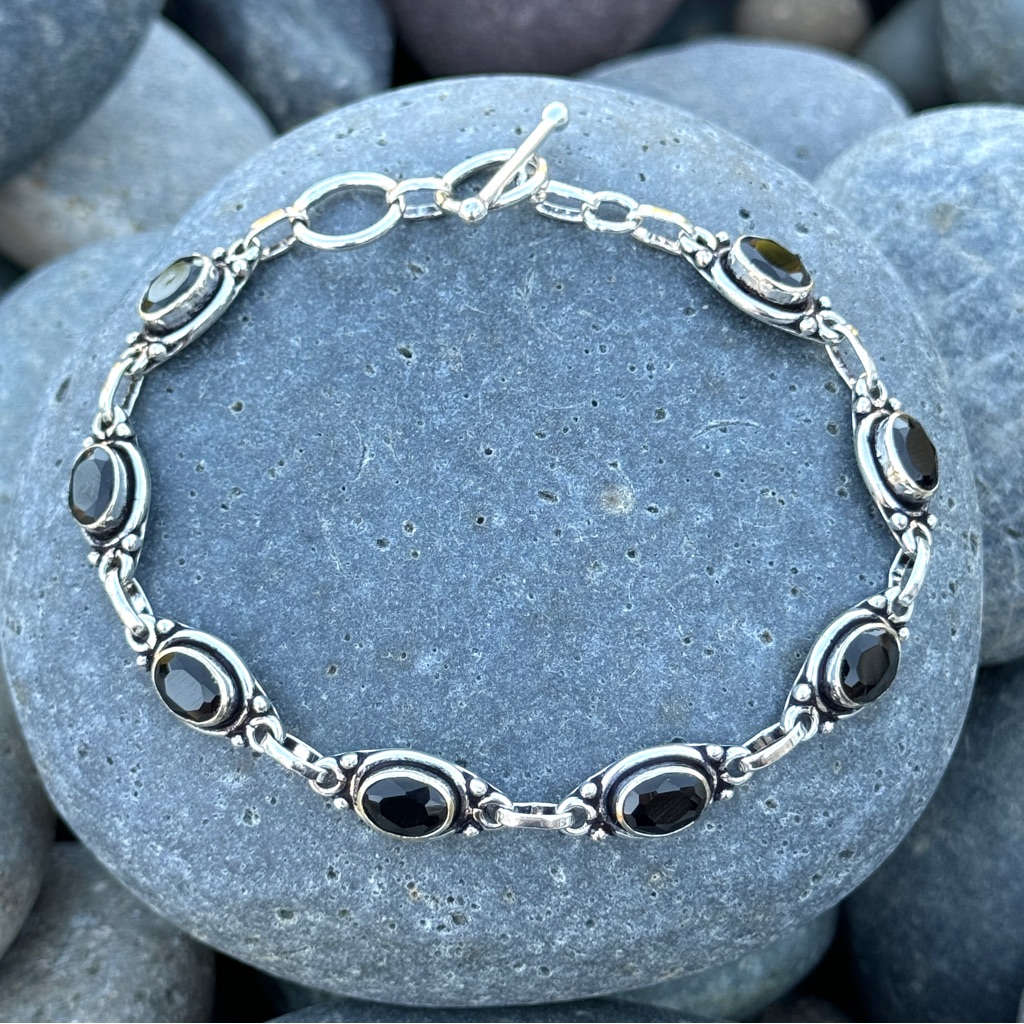 Sundance Black Onyx Bracelet Sterling Silver Gemstone Tennis Chain Birthstone